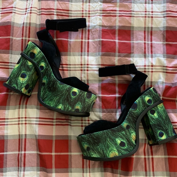 Vintage Jeffrey Campbell platform chunky heels 36 preowned fits like a 5.5 6 - Picture 2 of 13